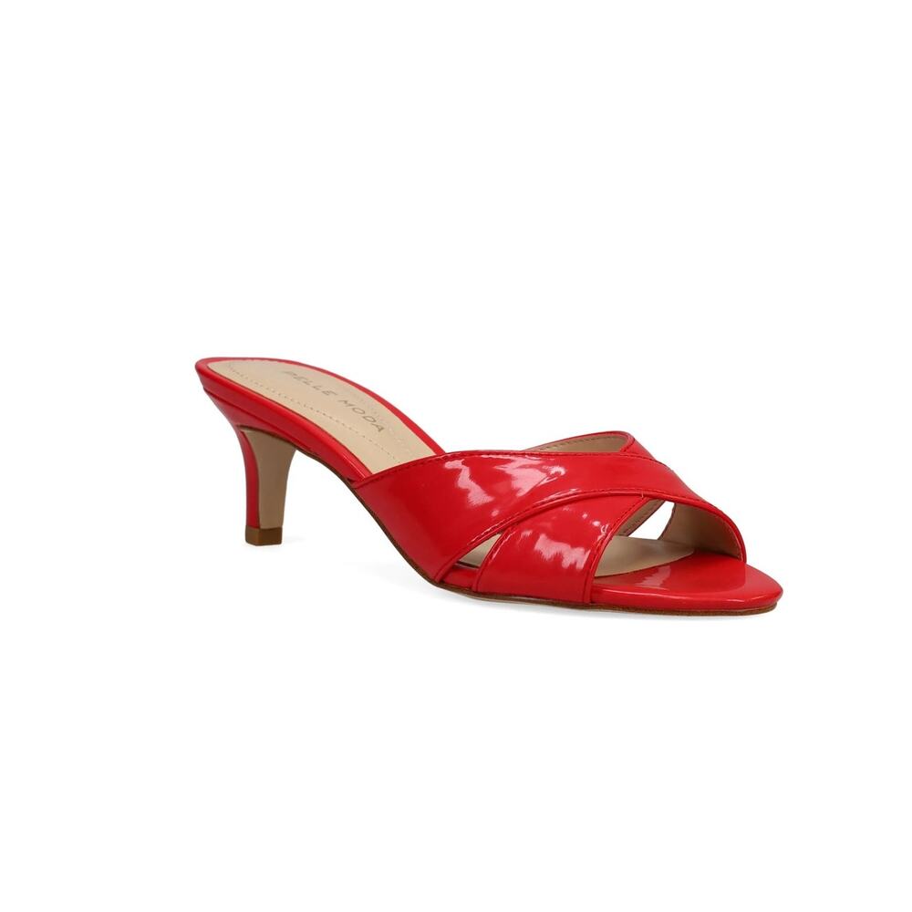 Pelle Moda Bea Heeled Sandal in Red Patent Size 6